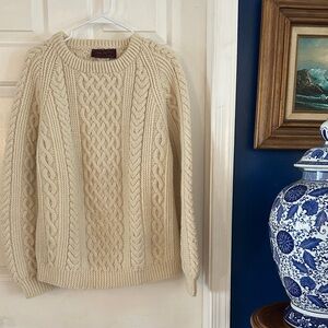 Mary Macleod Hand Knitted in Scotland Heavy Wool Fisherman Sweater Size Medium